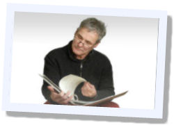 Person reading workbooks